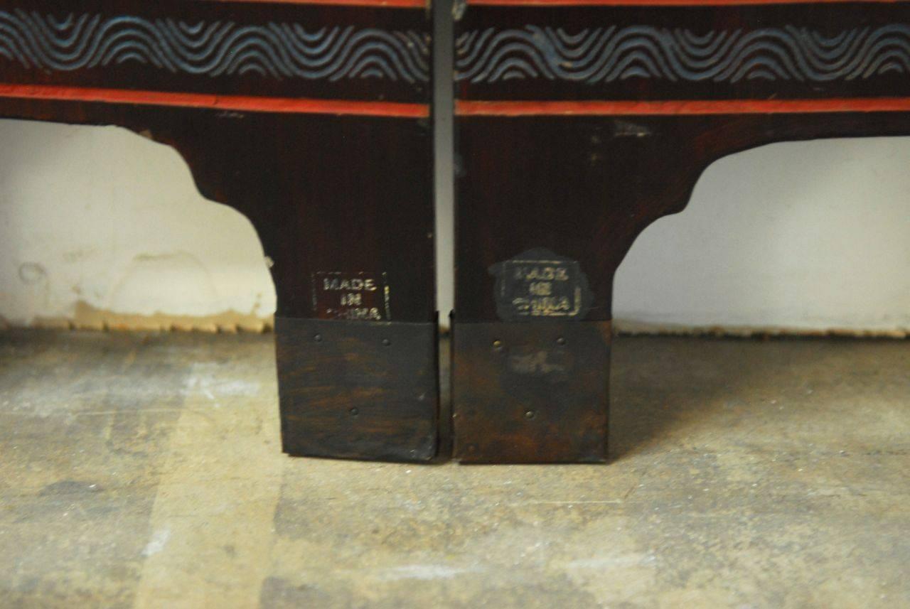 Four-Panel Chinese Coromandel Table Screen In Distressed Condition In Rio Vista, CA