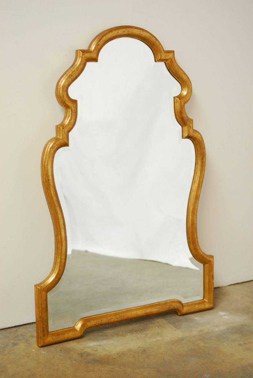 20th Century Italian Hollywood Regency Carved Giltwood Mirror Attributed to LaBarge