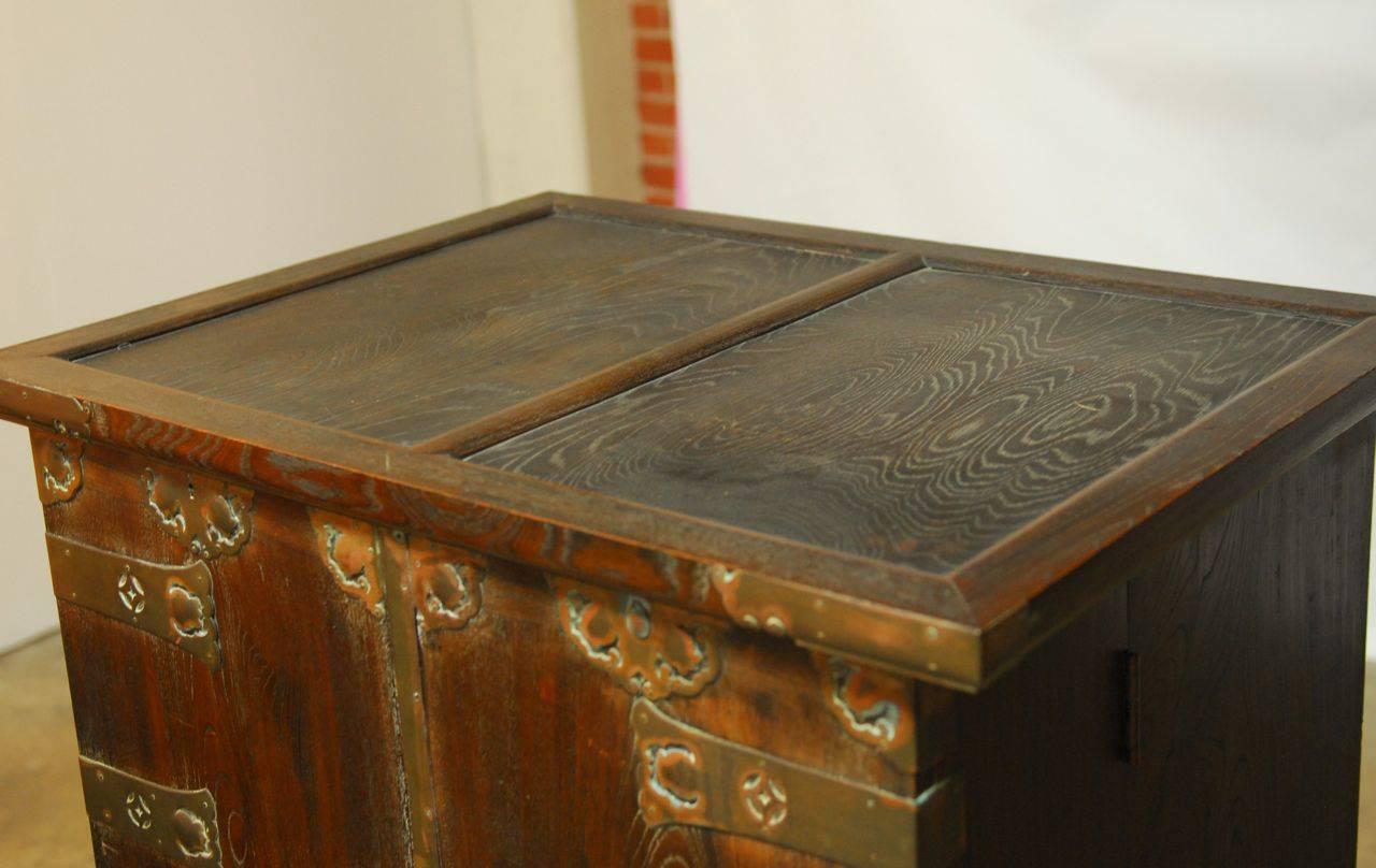 Korean Campaign Style Secrétaire Cabinet Chest with Desk For Sale 1