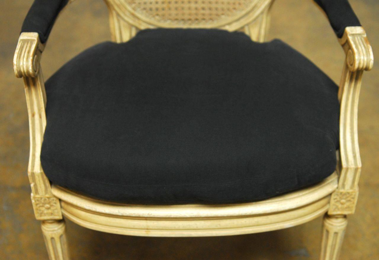 Set of Five Louis XVI Style Cane Fauteuil Armchairs 1