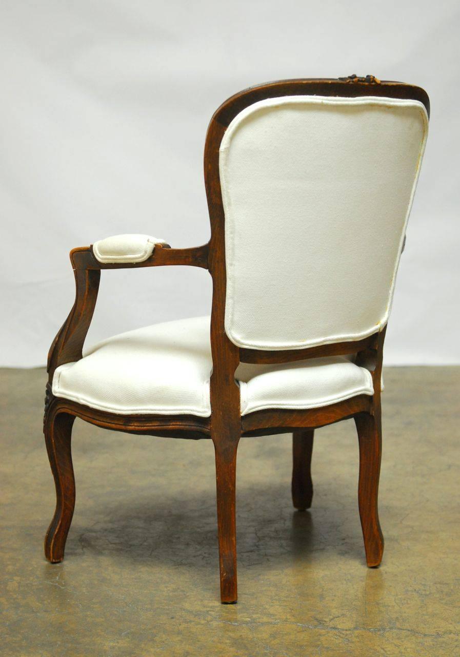 19th Century French Louis XV Carved Fauteuil Armchair