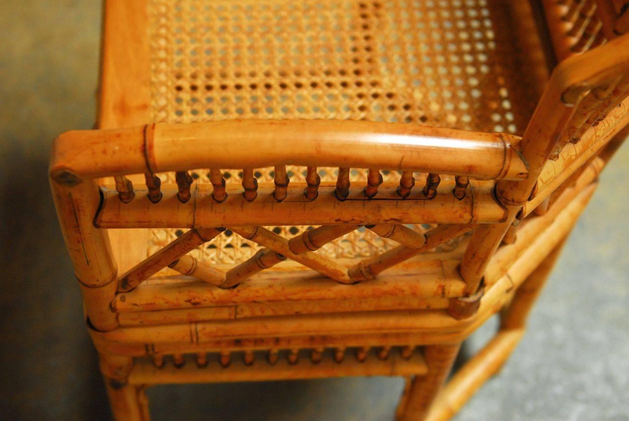 Bamboo Brighton Pavillion Style Chinoiserie Armchair In Good Condition In Rio Vista, CA