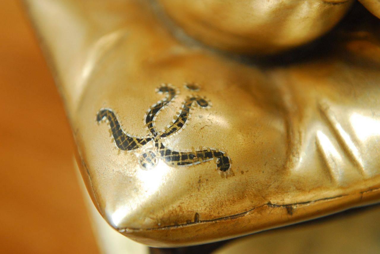 Hand-Carved Hollywood Regency Figural Table Lamp with Gilt Putti by Marbro