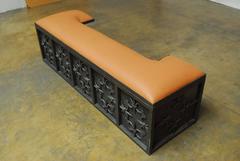Wrought Iron Club Fender with Leather Seat Bench