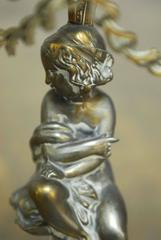 Louis XVI Style Brass Figural Candelabra Table Lamp with Putti