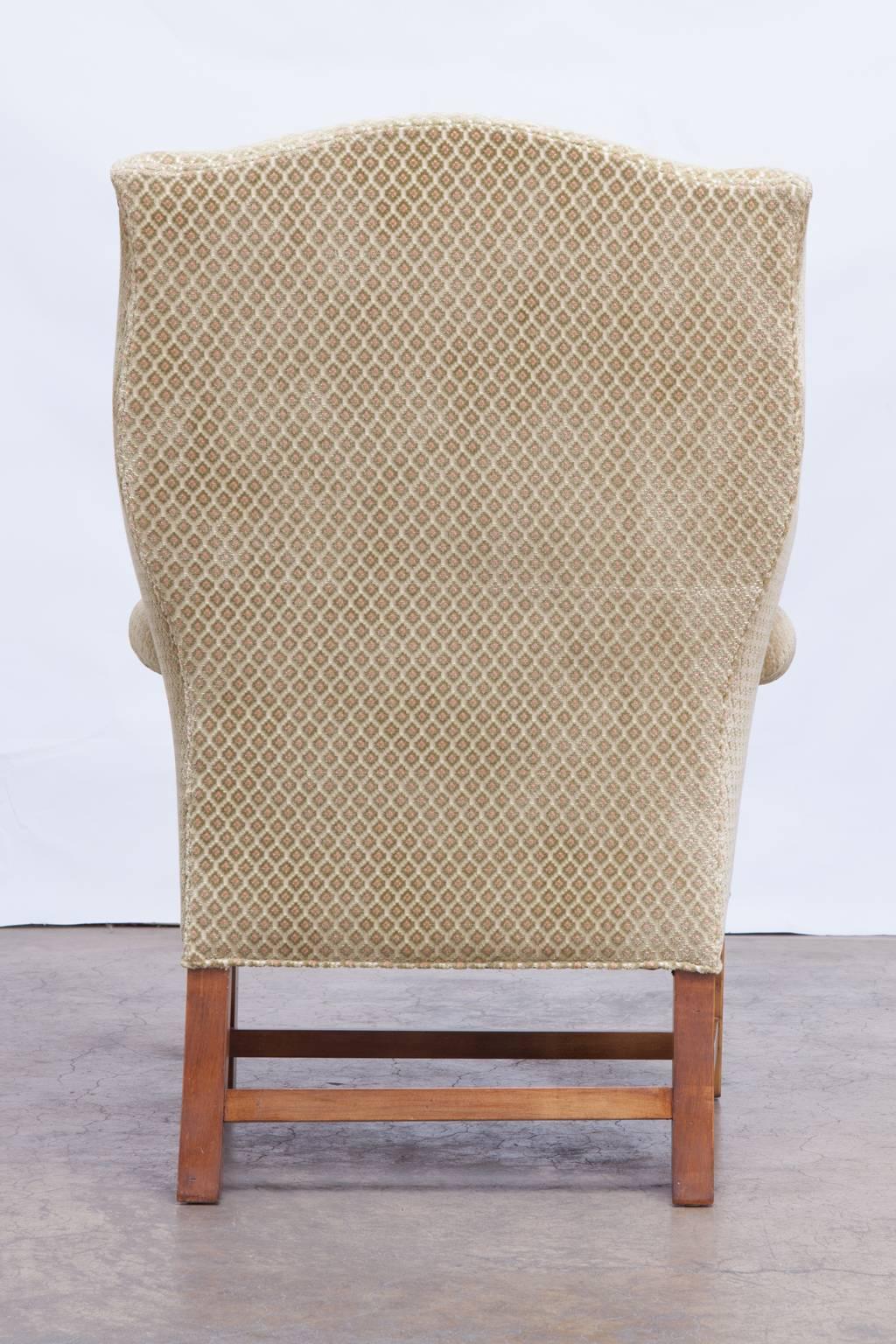 20th Century Chippendale Style Mahogany Framed Wing Chair by Baker