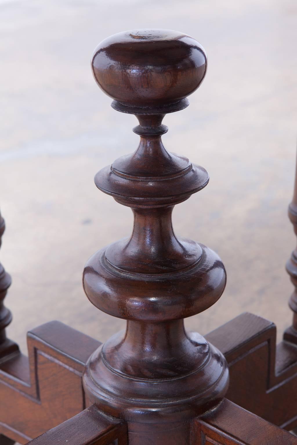 Wood 19th Century English Victorian Marble-Top Octagonal Center Table