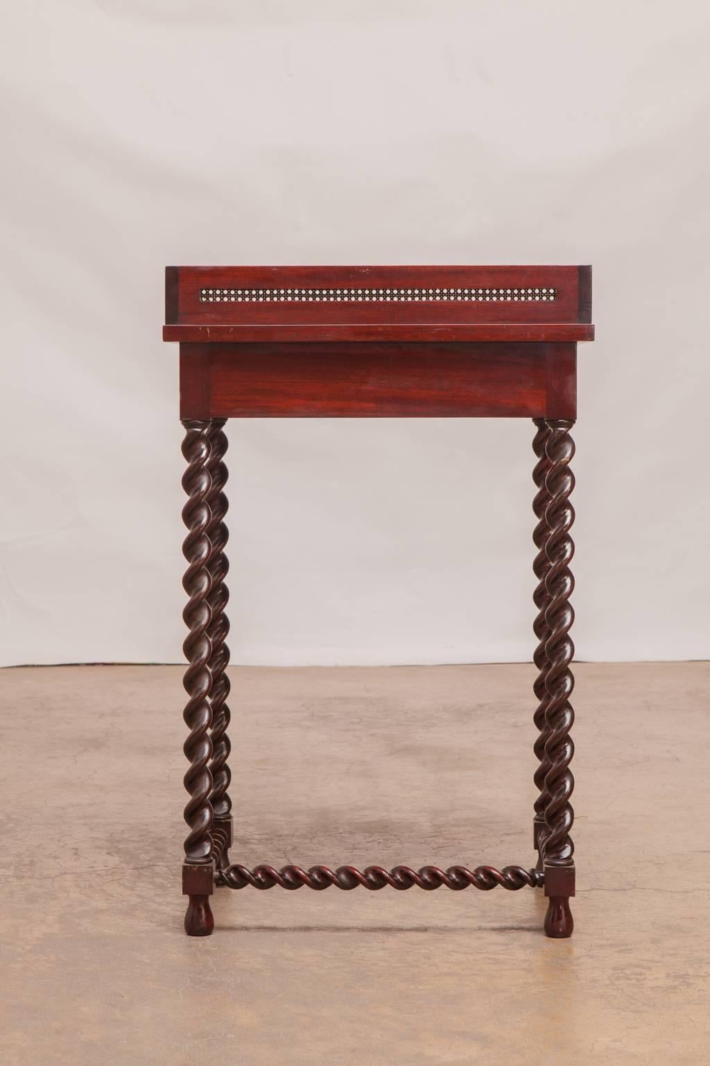 American 19th Century Mahogany Telephone Table with Barley Twist Legs