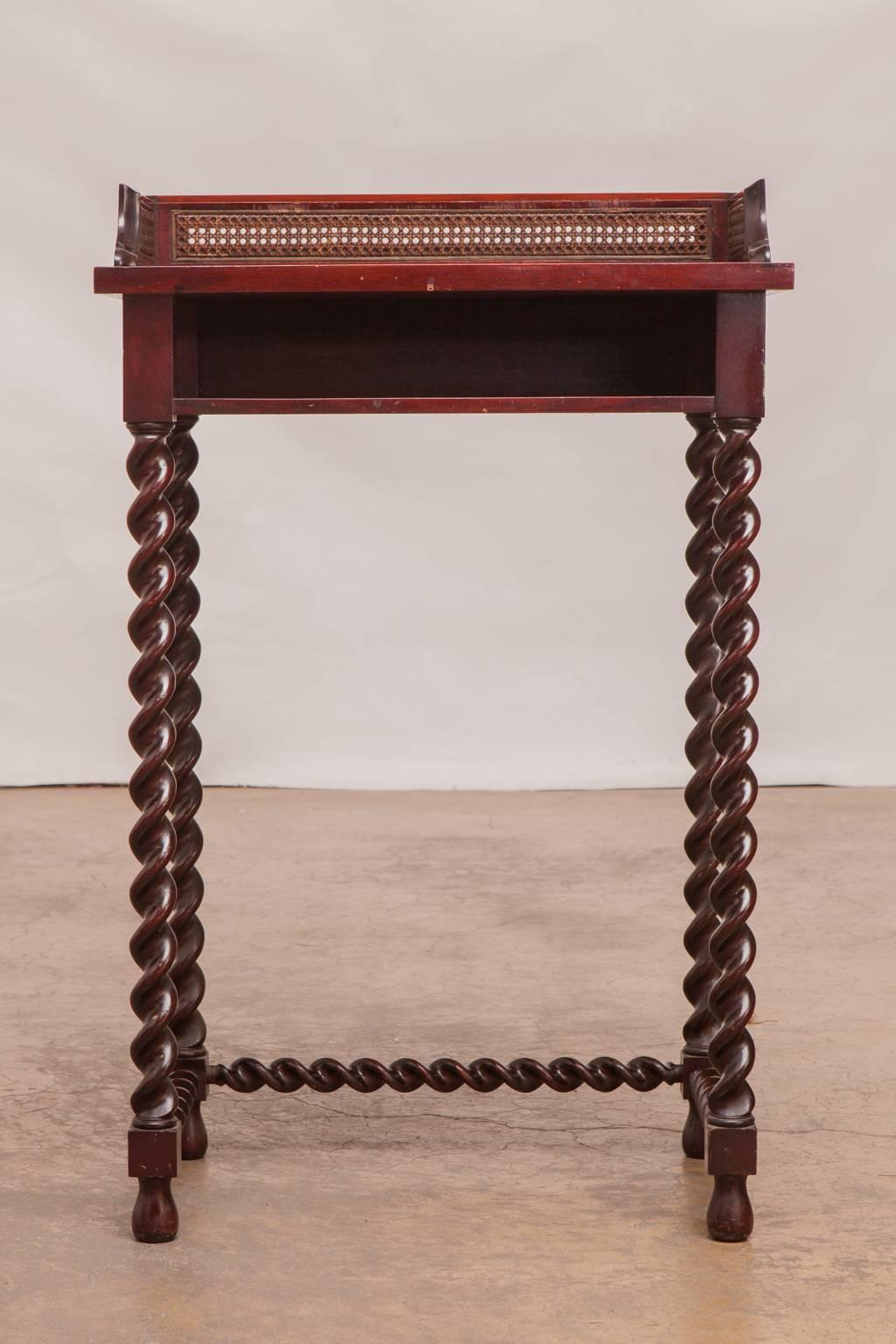Hand-Crafted 19th Century Mahogany Telephone Table with Barley Twist Legs