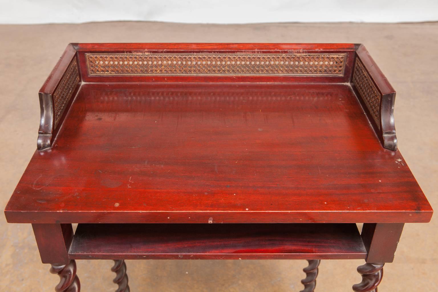 19th Century Mahogany Telephone Table with Barley Twist Legs In Good Condition In Rio Vista, CA