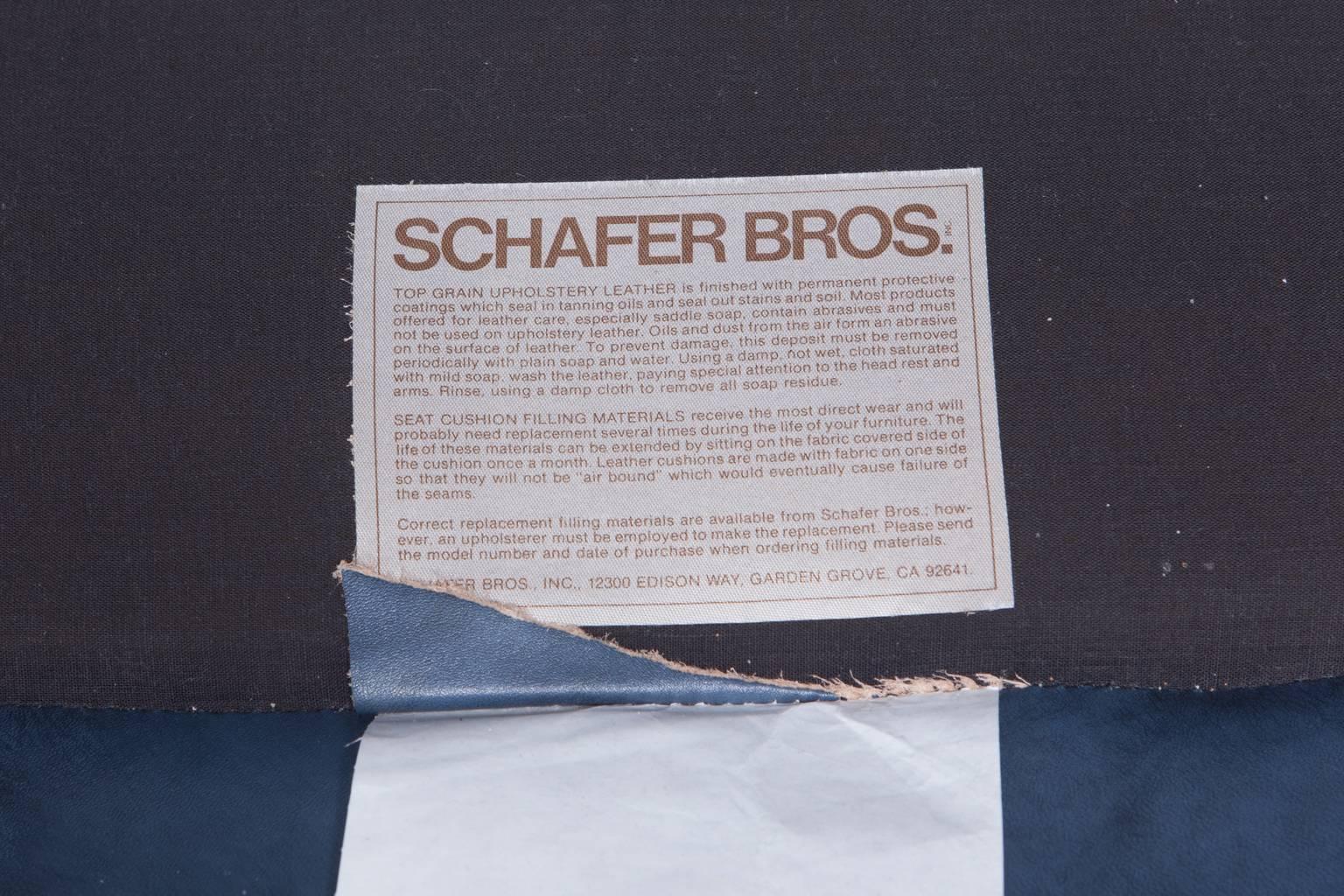 French Blue Chippendale Mahogany Wing Chair by Schafer Brothers 2