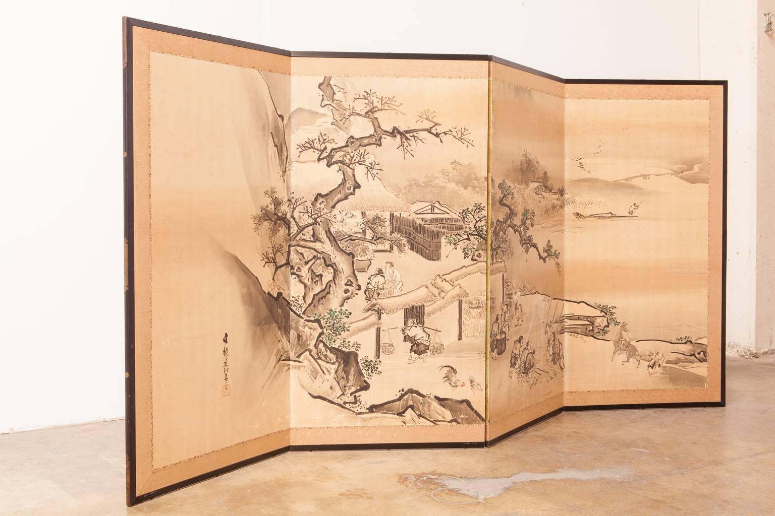 18th Century Japanese Edo Period Screen by Ishida Yutei 2