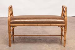 Faux Bamboo Chinese Chippendale Style Window Bench