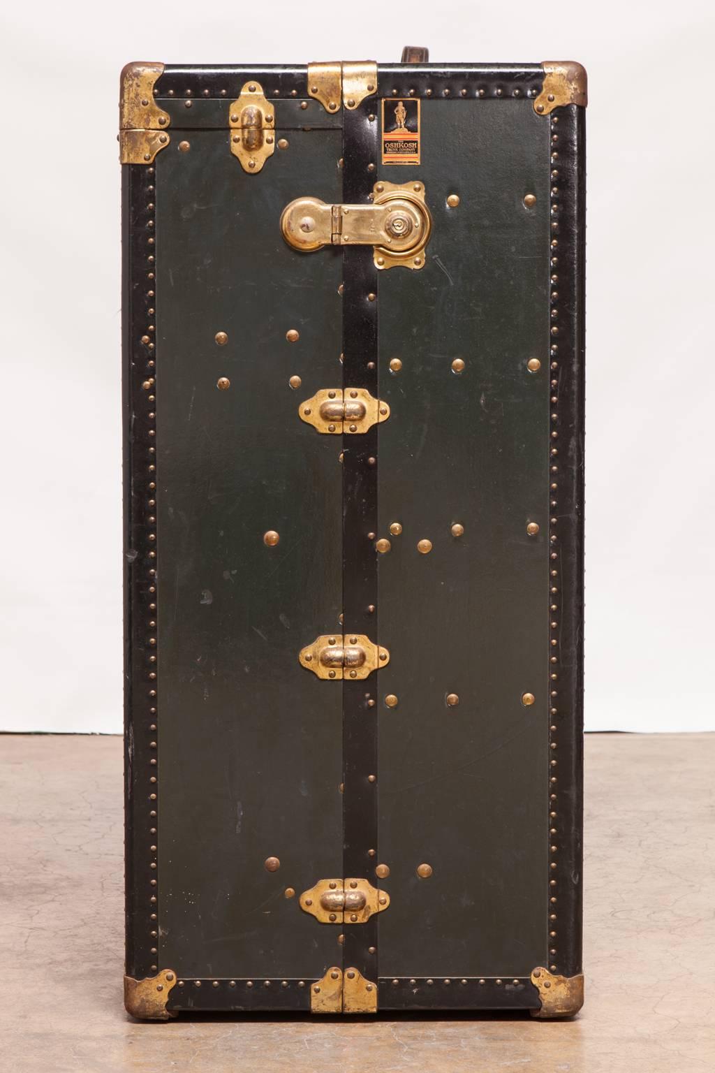 American 1920 Steamer Trunk Wardrobe by Oshkosh