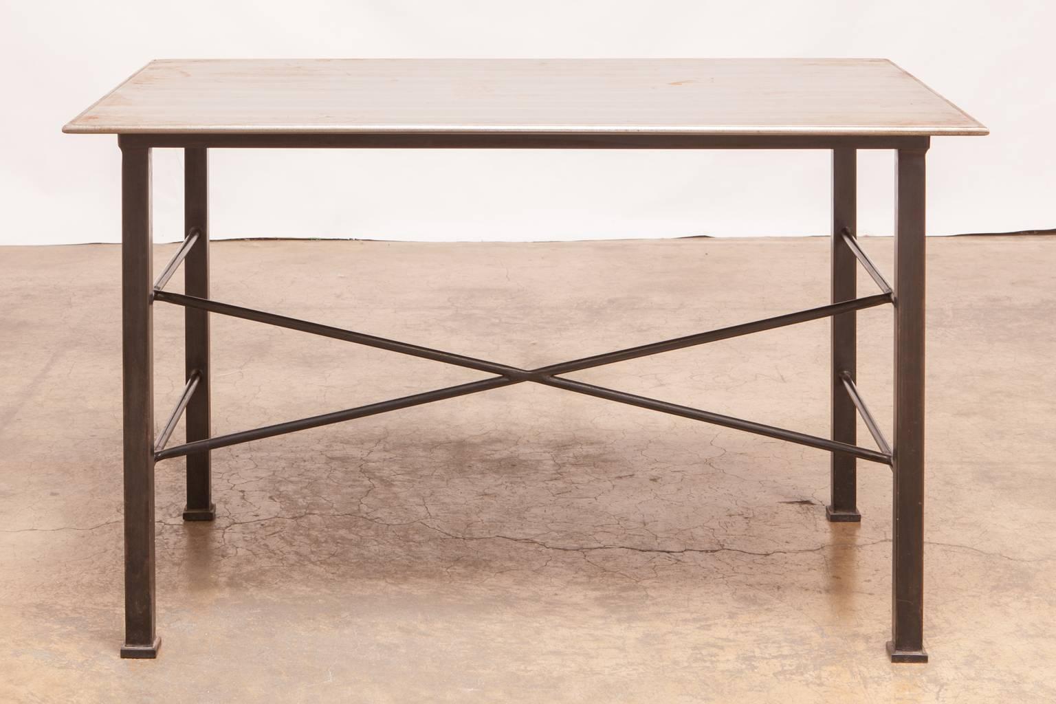 20th Century Modern Industrial Steel Desk Work Table