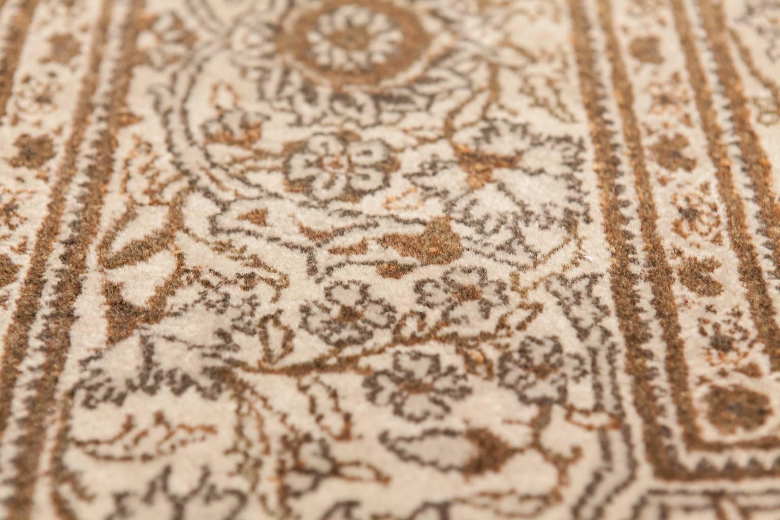 Hand-Knotted Fine Persian Qum Rug For Sale