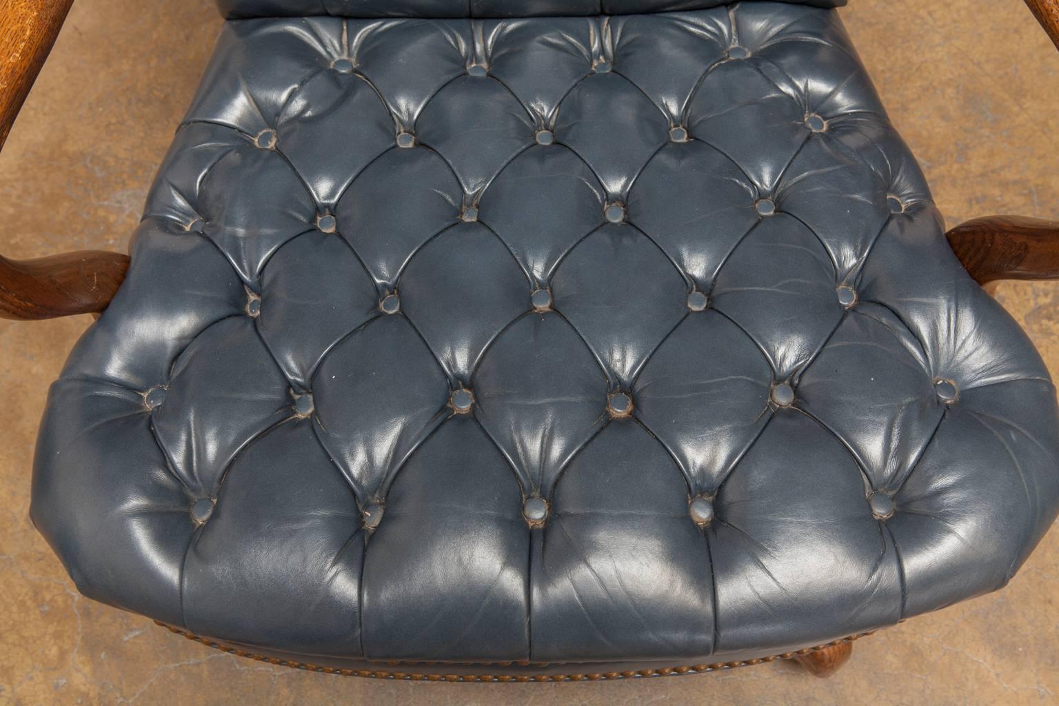 American Fine Tufted Leather Desk Chair by Schafer Brothers