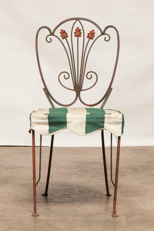 Set of Four French Iron Bistro Dining Chairs at 1stDibs
