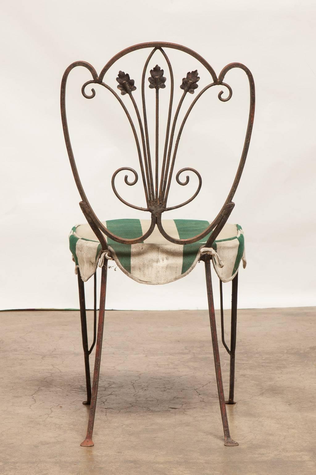 Set of Four French Iron Bistro Dining Chairs 1