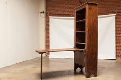 16th Century Primitive Dutch Cupboard Cabinet with Drop Down Table