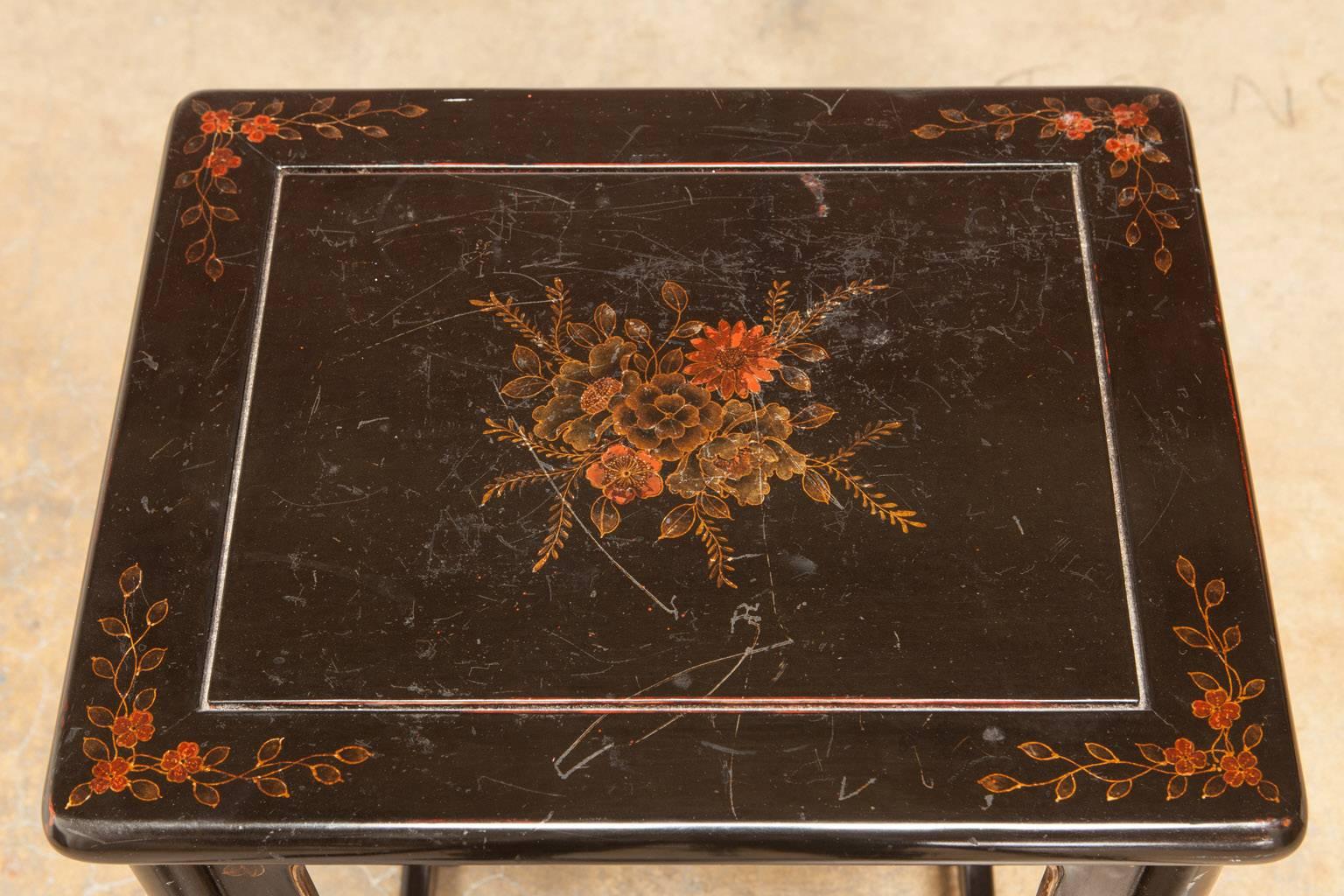 Chinese Export Chinese Black Lacquer Pedestal Table or Stool