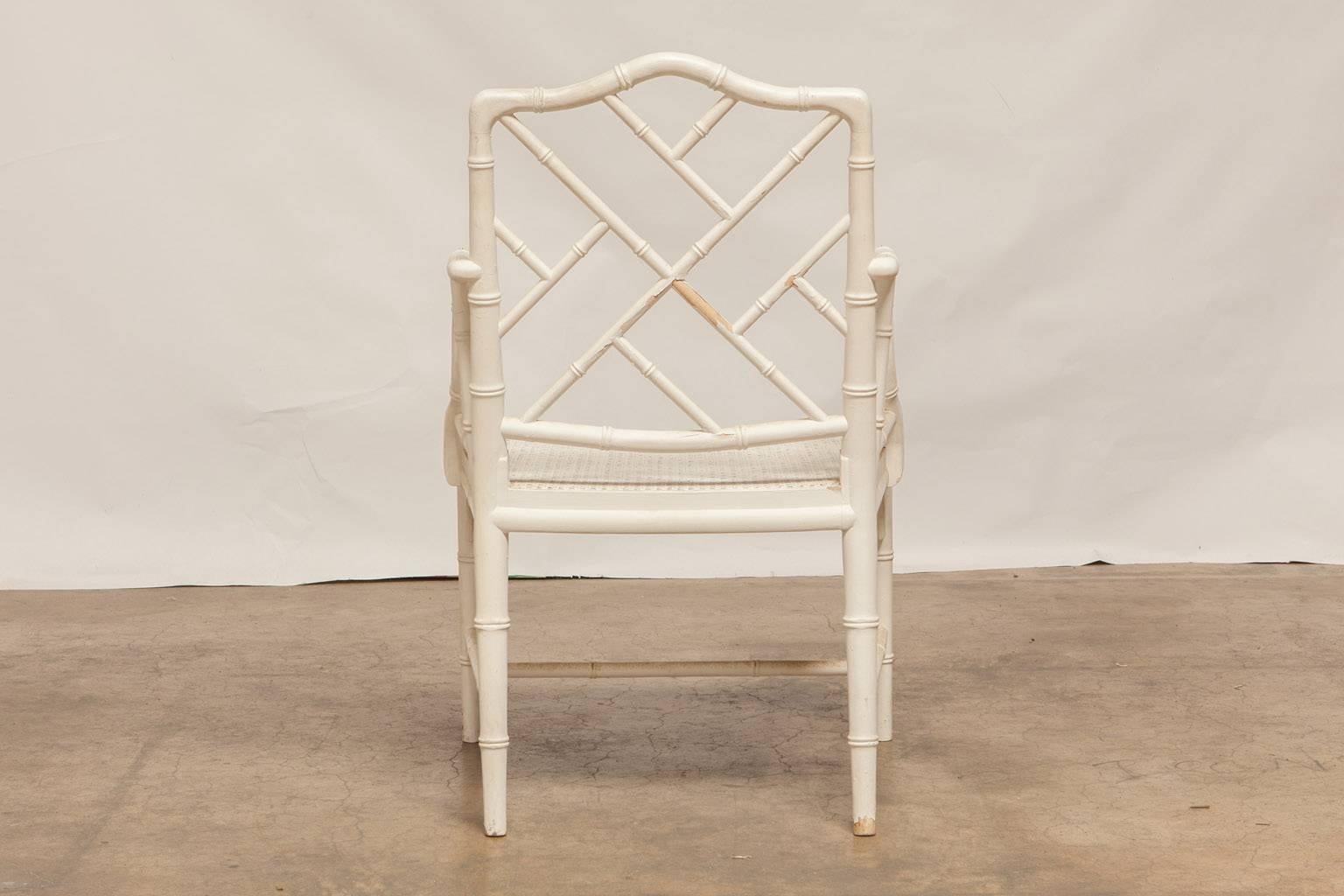 American Pair of Chinese Chippendale Faux Bamboo Armchairs
