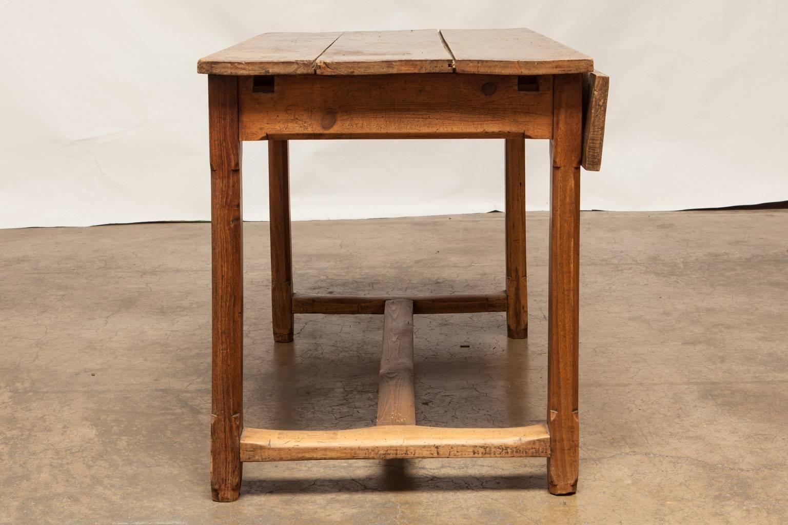 Hand-Carved 19th Century French Farmhouse Kitchen Table with Leaves