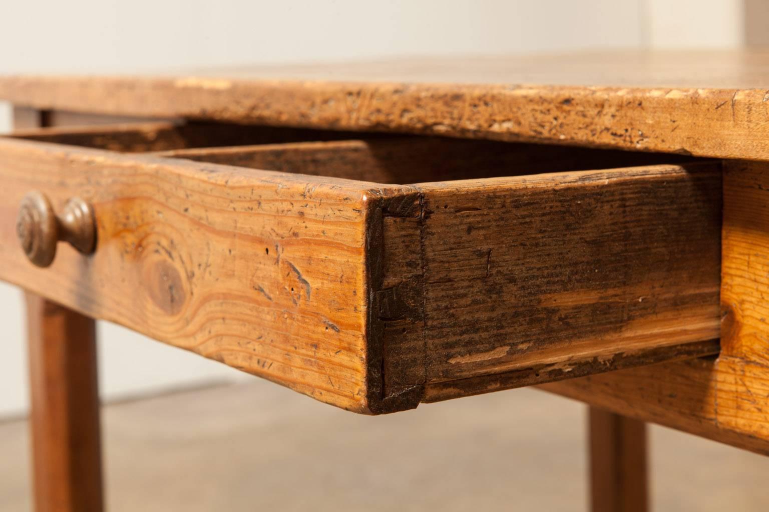 Rustic 19th Century French Farmhouse Kitchen Table with Leaves