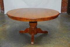 Hand-Carved Solid Teak Round Pedestal Dining Table