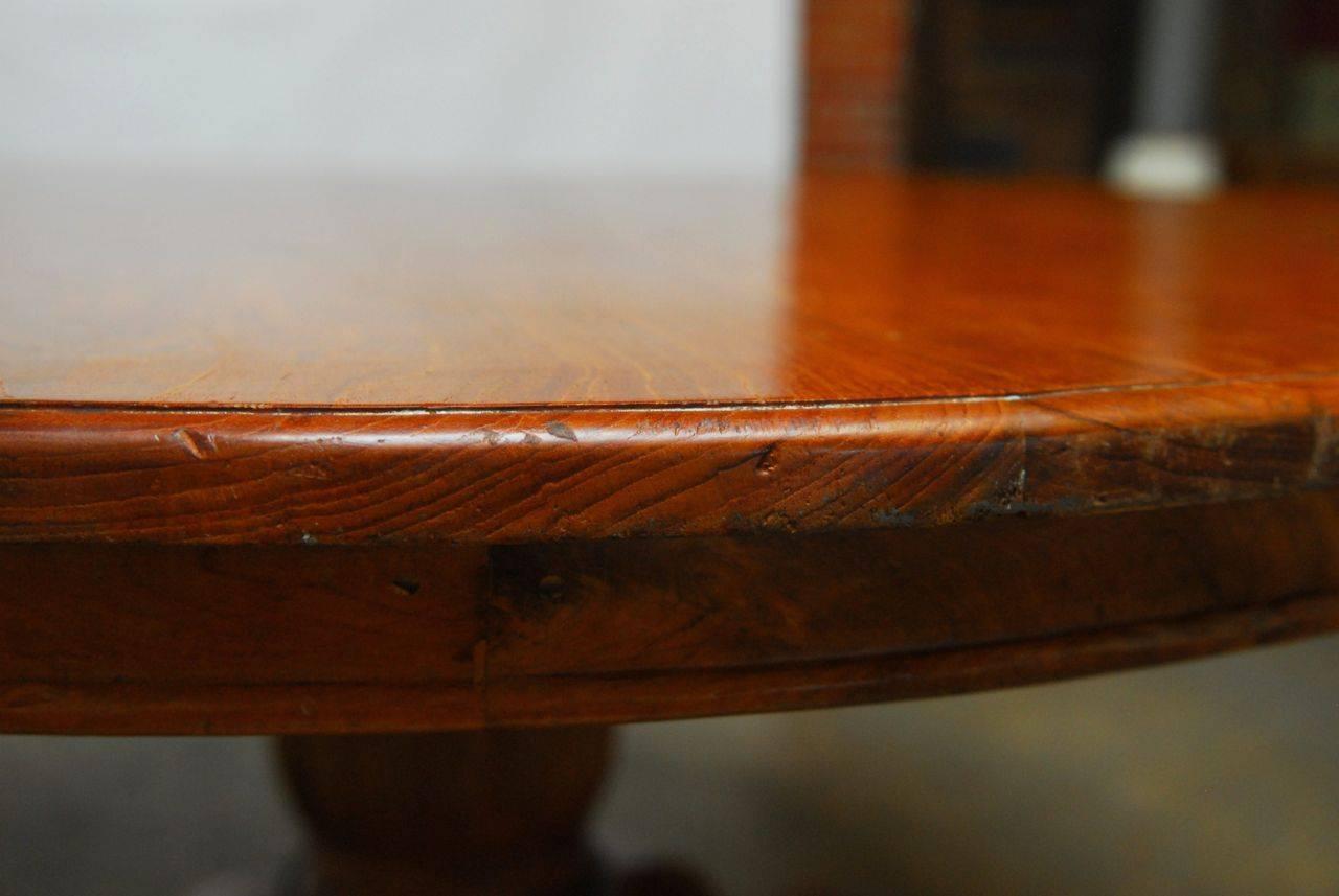 Anglo-Indian Hand-Carved Solid Teak Round Pedestal Dining Table