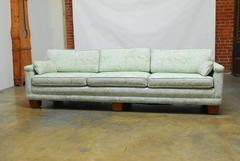 Mid-Century Modern Sofa Upholstered in Fortuny Style Fabric