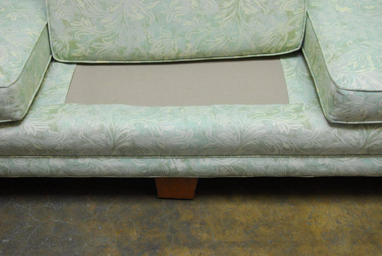Mid-Century Modern Sofa Upholstered in Fortuny Style Fabric 4
