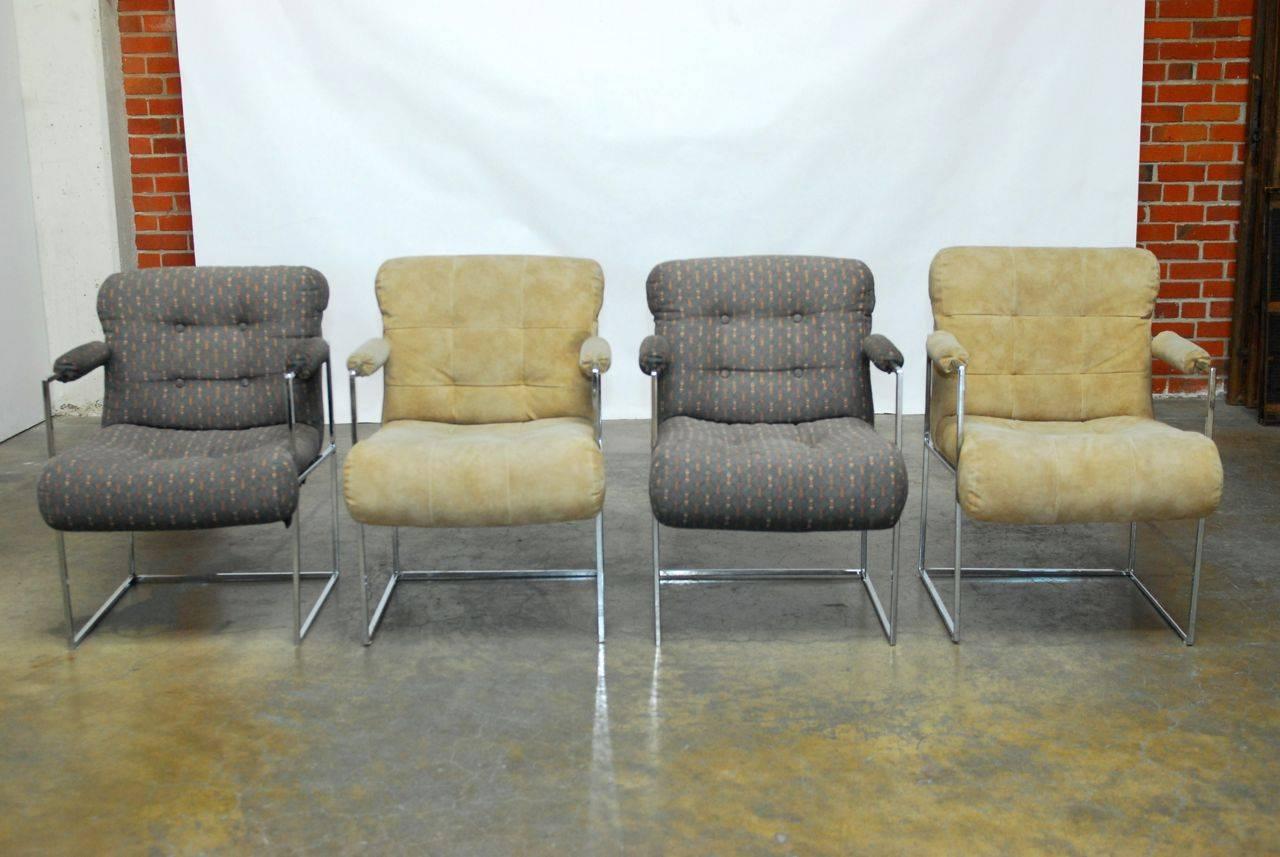 Set of Four Chrome Armchairs by Milo Baughman for Thayer Coggin In Good Condition In Rio Vista, CA