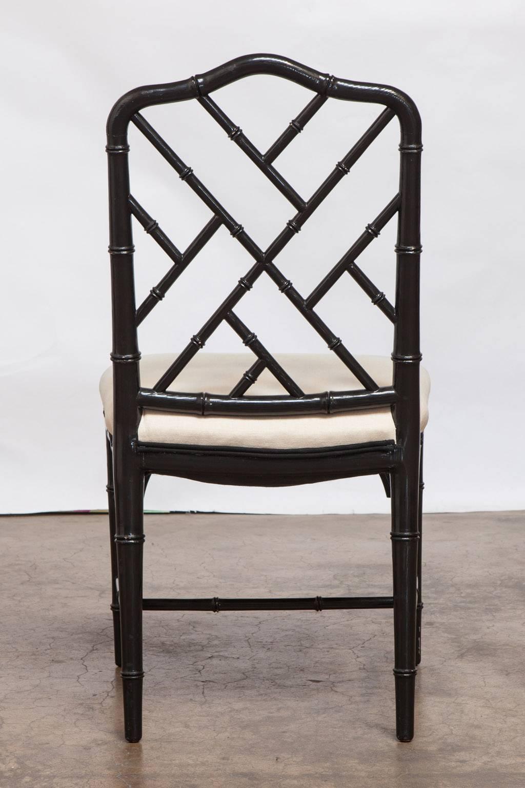 Set of Four Lacquered Faux Bamboo Chinese Chippendale Chairs 4