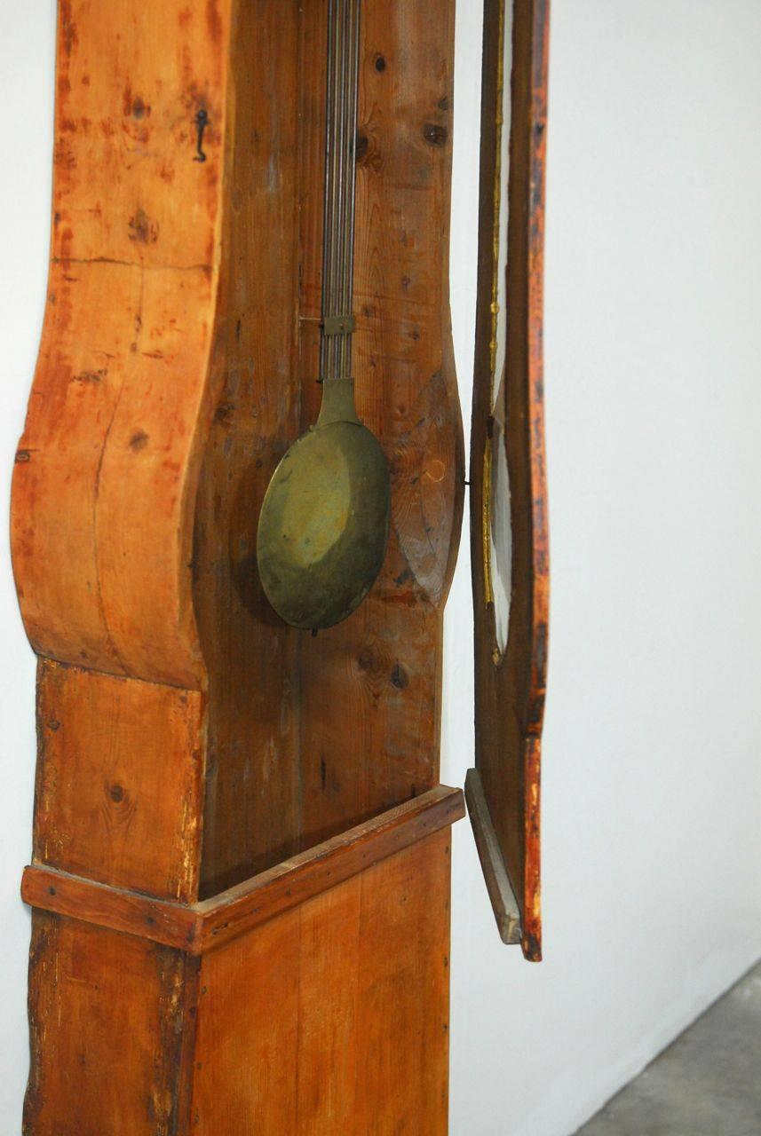 19th Century French Morbier Case Clock with Brass Repousse Face 1