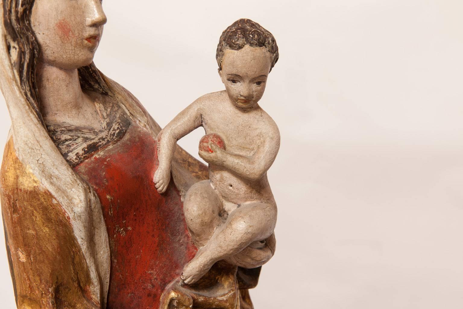 18th Century and Earlier 16th Century French Polychrome Madonna and Child 
