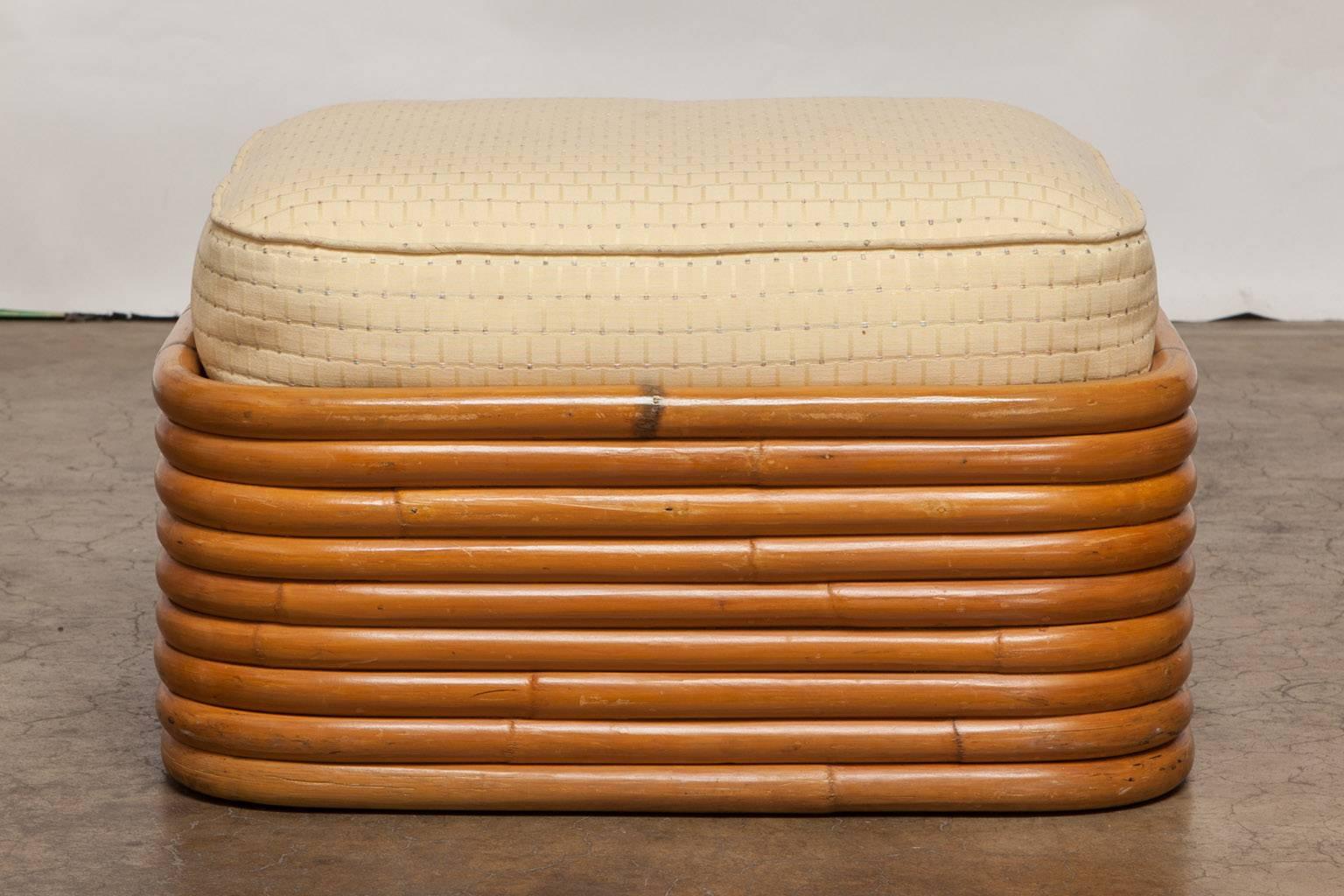 Japanese Stacked Rattan Ottoman by Paul Frankl