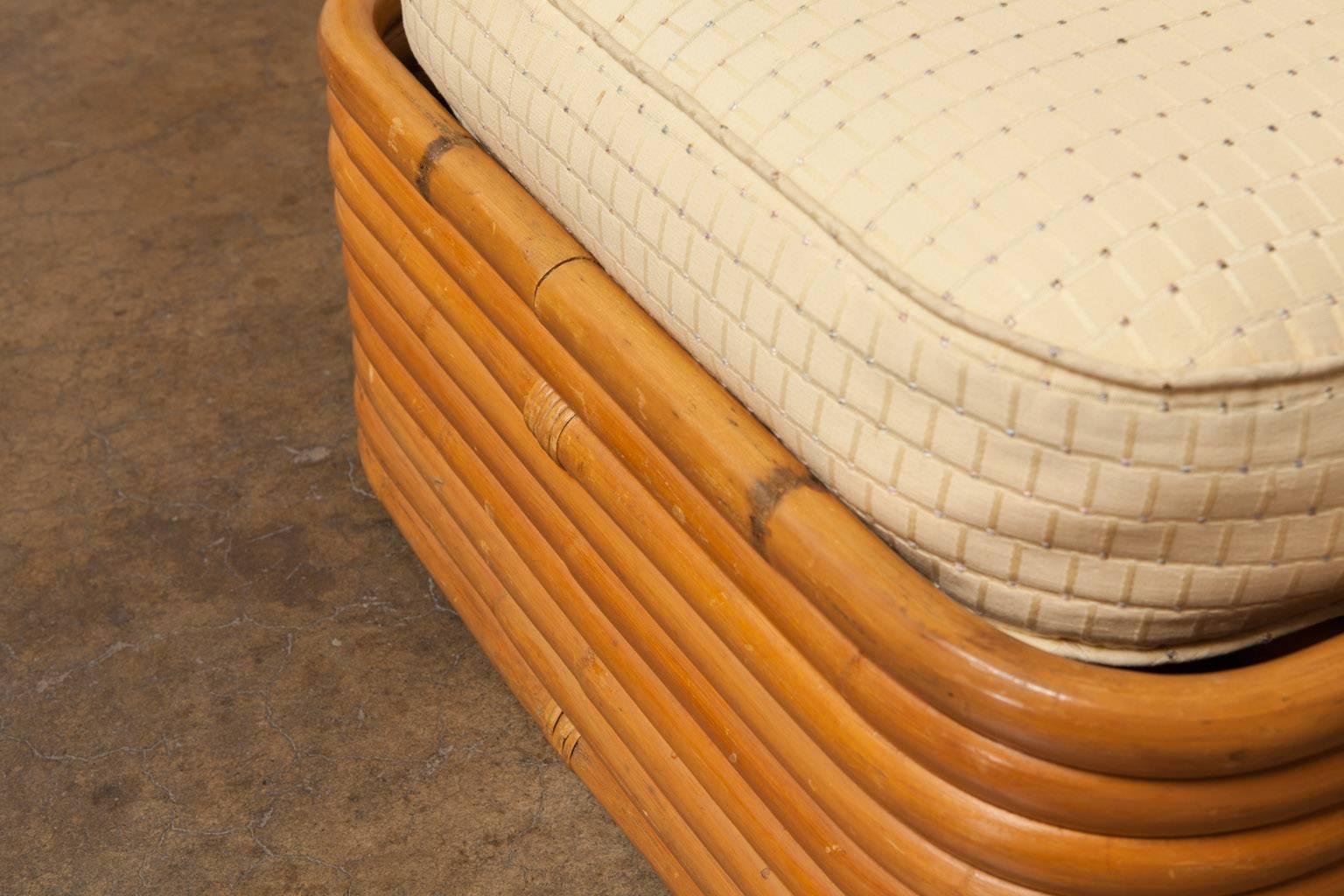 Stacked Rattan Ottoman by Paul Frankl In Excellent Condition In Rio Vista, CA
