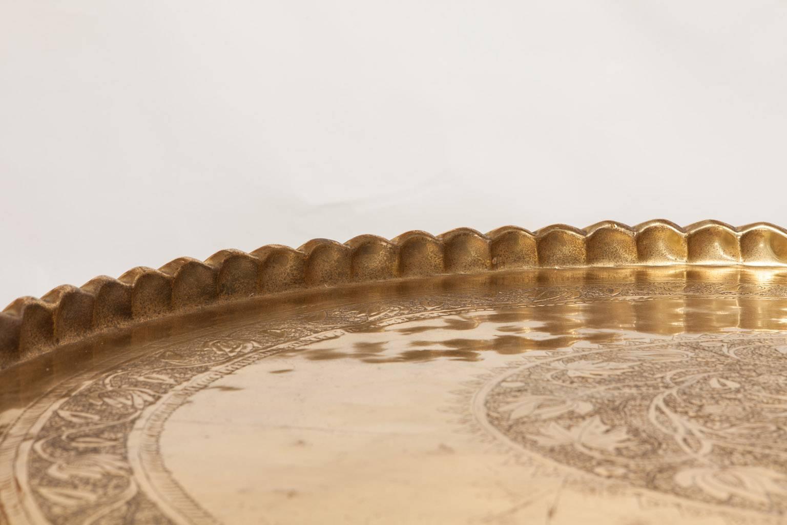 Moorish Mid-Century Moroccan Folding Brass Tray Table