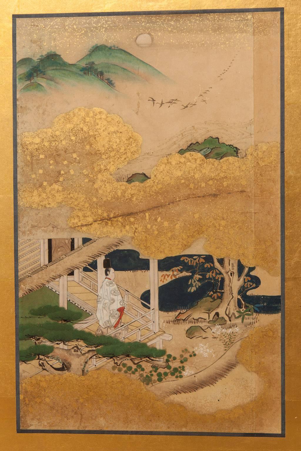Japanese Edo Period Six-Panel Byobu Screen In Excellent Condition In Rio Vista, CA