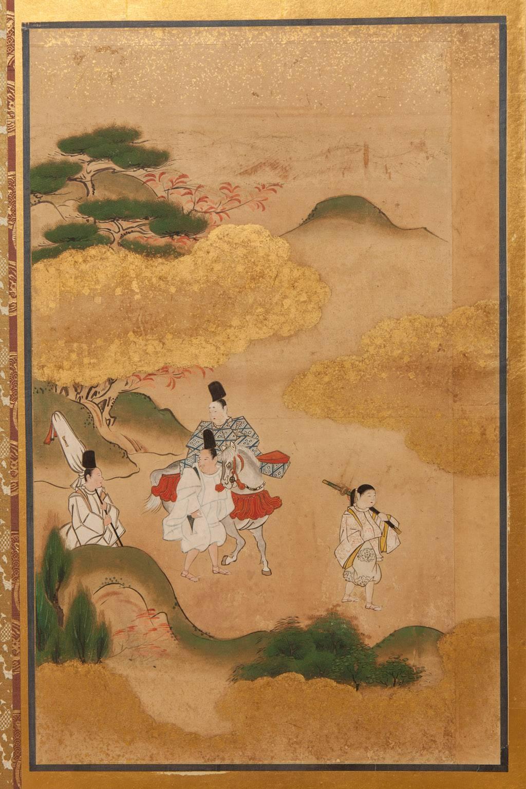 19th Century Japanese Edo Period Six-Panel Byobu Screen