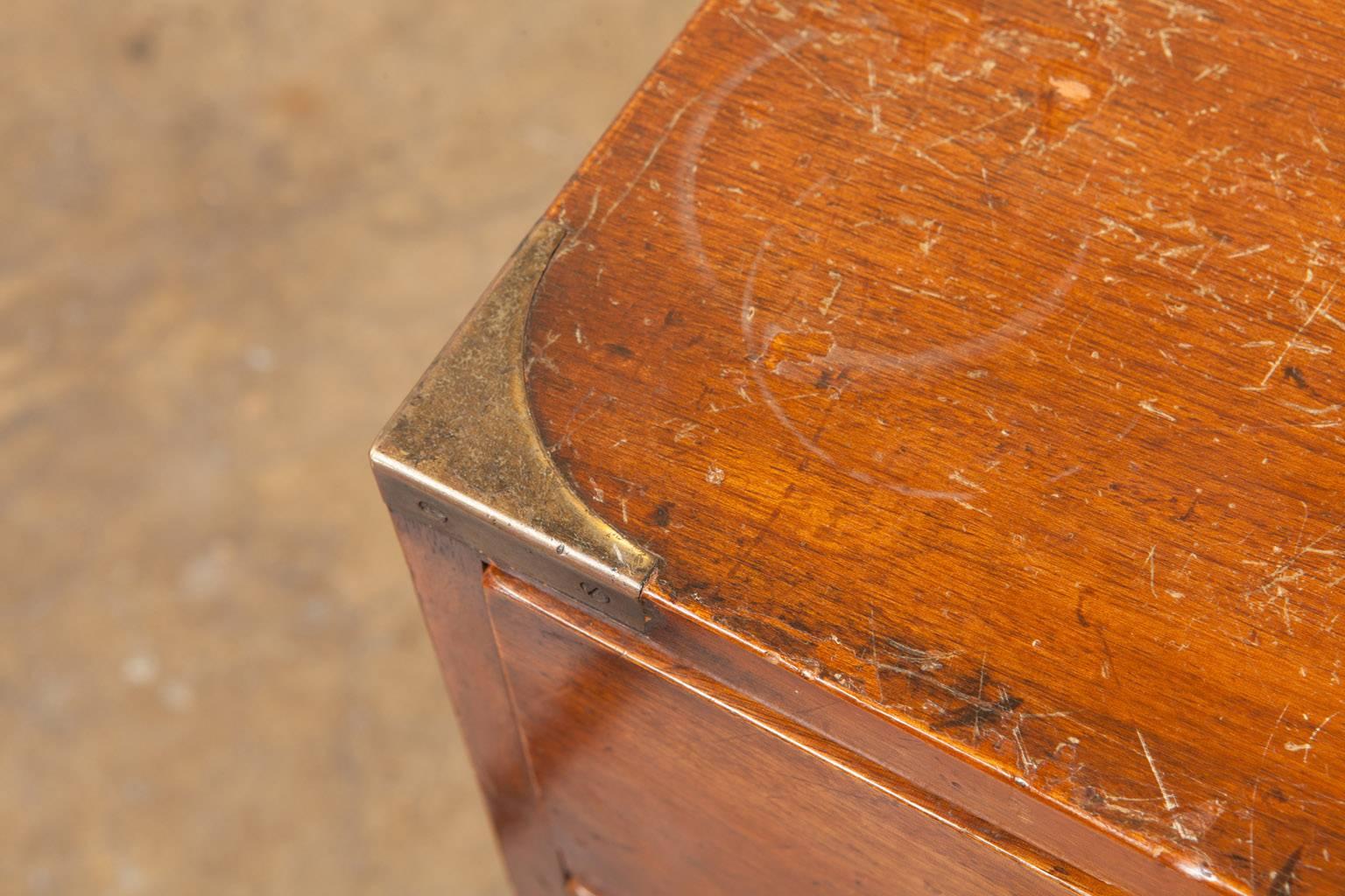 English Mahogany Brass-Mounted Bedside Campaign Chest 3