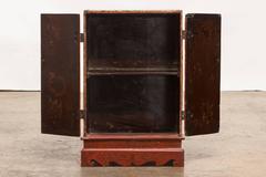 Pair of Edo Period Japanese Red Lacquer Table Cabinets