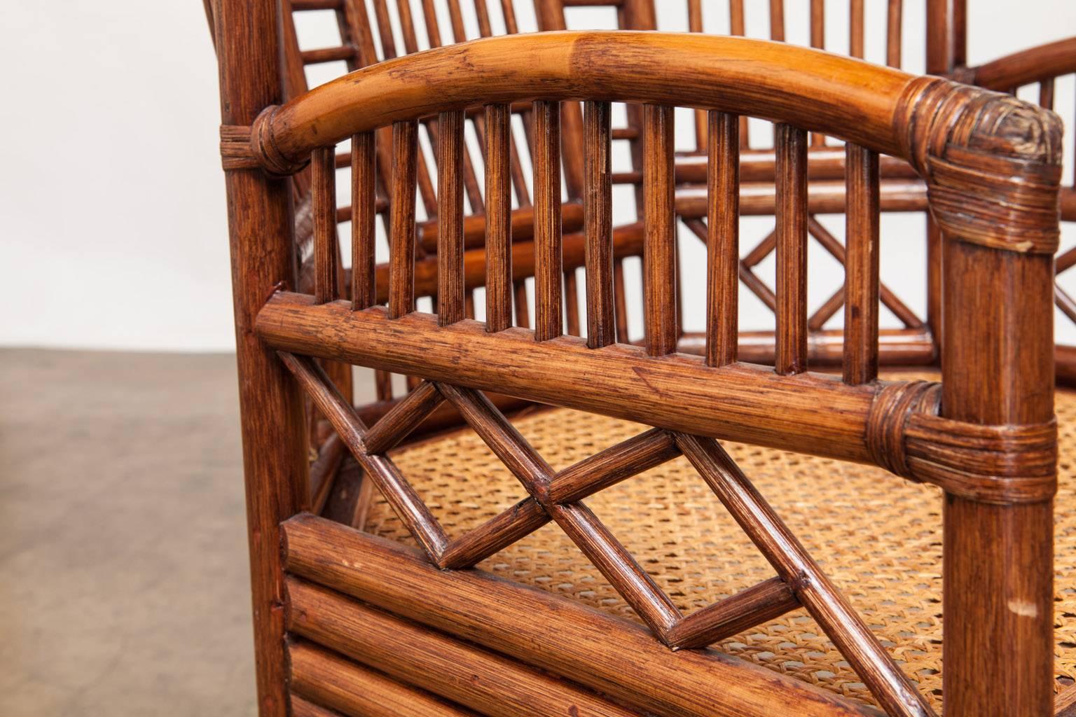 Chinoiserie Pair of Brighton Pavilion Bamboo Rattan Armchairs