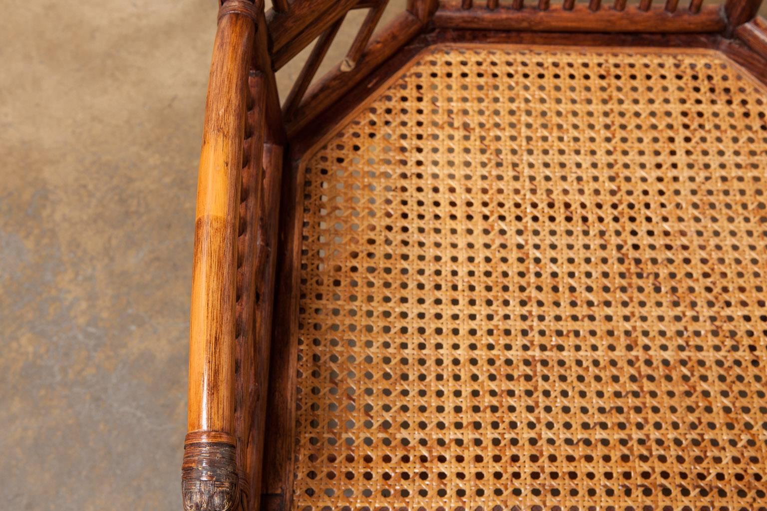 Chinese Pair of Brighton Pavilion Bamboo Rattan Armchairs