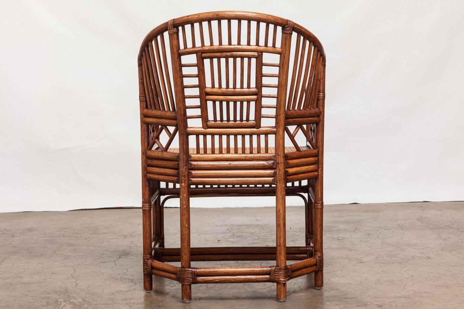 20th Century Pair of Brighton Pavilion Bamboo Rattan Armchairs