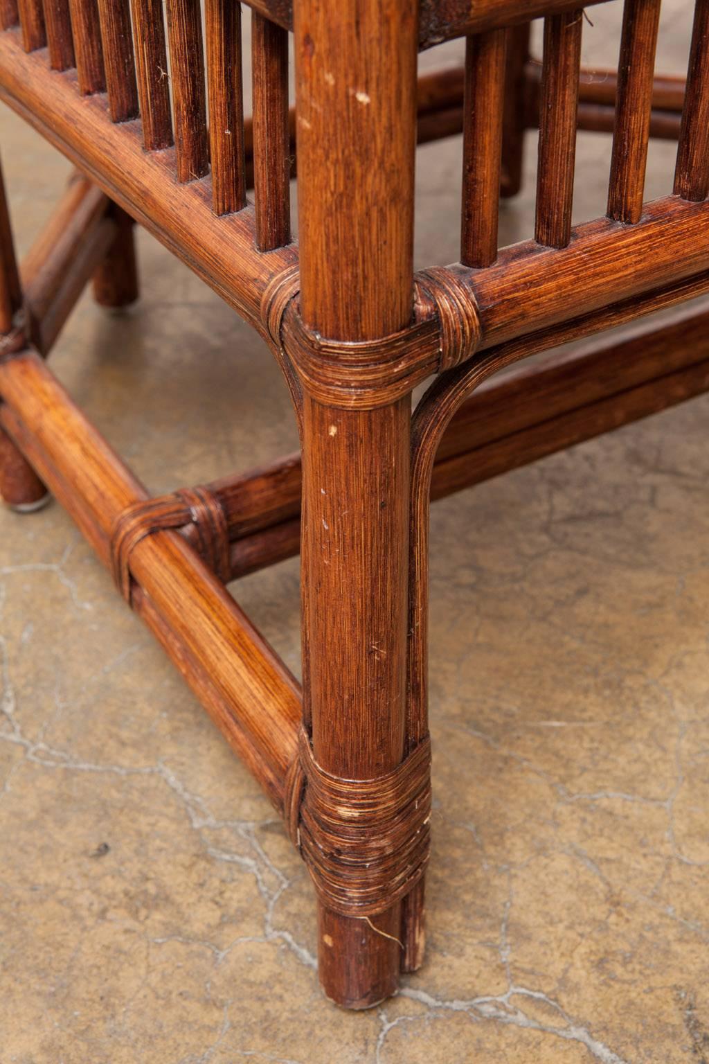 Hand-Crafted Pair of Brighton Pavilion Bamboo Rattan Armchairs