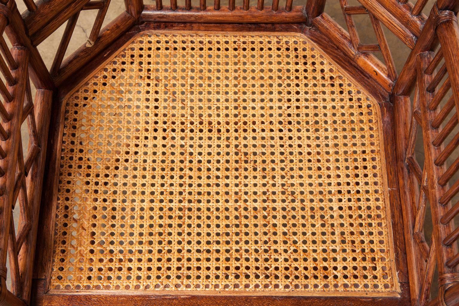 Pair of Brighton Pavilion Bamboo Rattan Armchairs In Good Condition In Rio Vista, CA