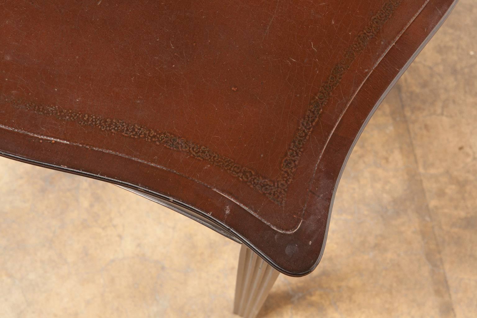 20th Century Serpentine Leather Top Occasional Table For Sale
