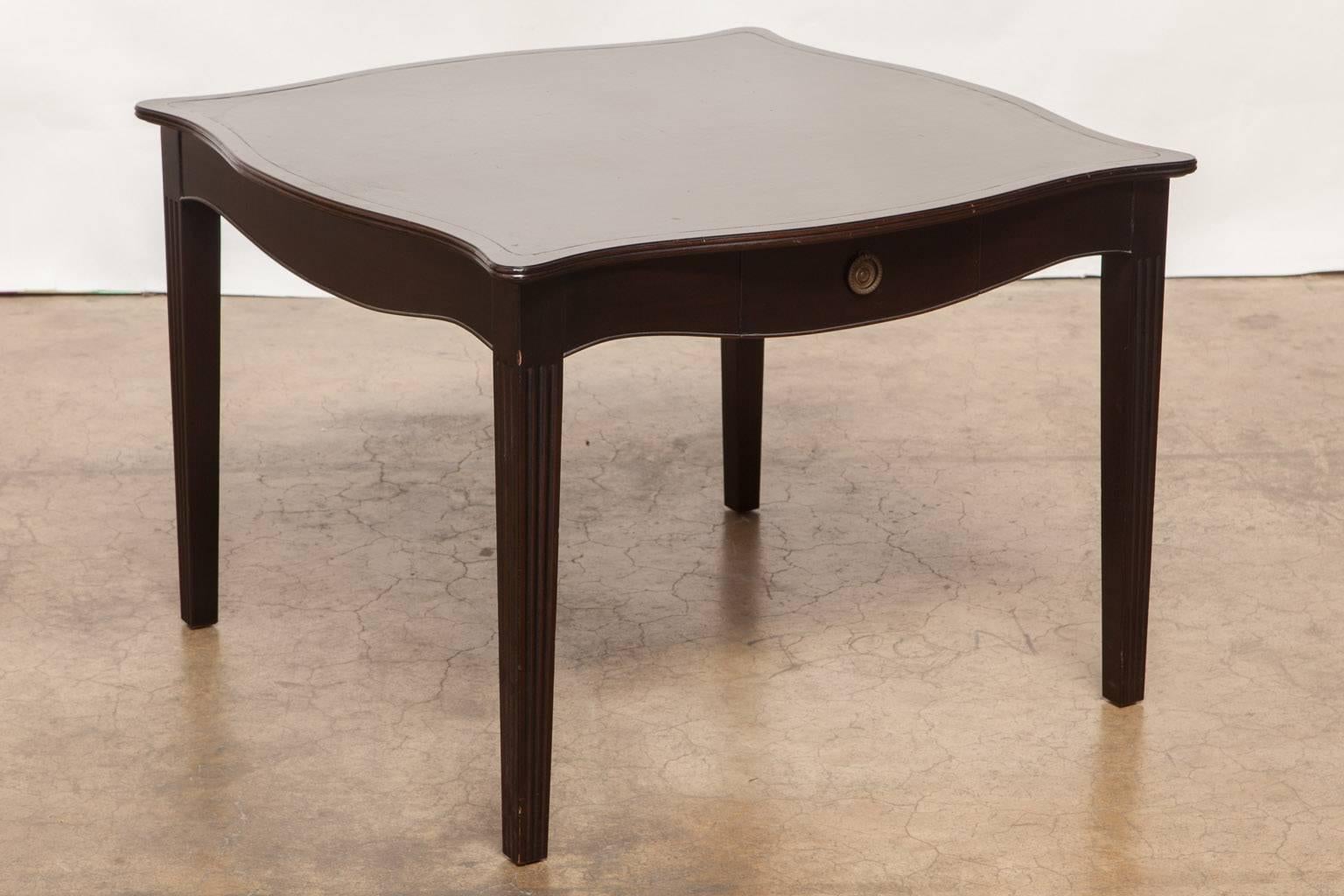 Serpentine Leather Top Occasional Table For Sale 1